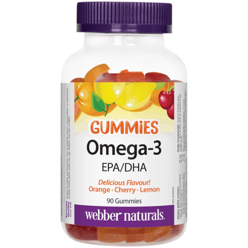 Gummies Omega-3 Orange-Cherry-Lemon Flavour 90 желирани таблетки | Webber Naturals